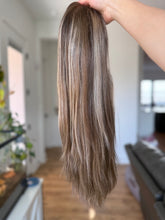 Load image into Gallery viewer, Preorder: Greyson is a hand tied small cap made with 21” euro texture human hair
