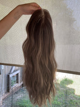 Load image into Gallery viewer, Bridget is a 10X11 whopper style topper, 20 inch length with face frame made with premium euro quality human hair
