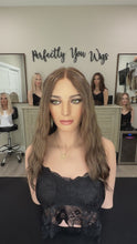 Load and play video in Gallery viewer, Bridget 20” layered length, handtied small cap, dries as shown wavy with premium euro texture hair
